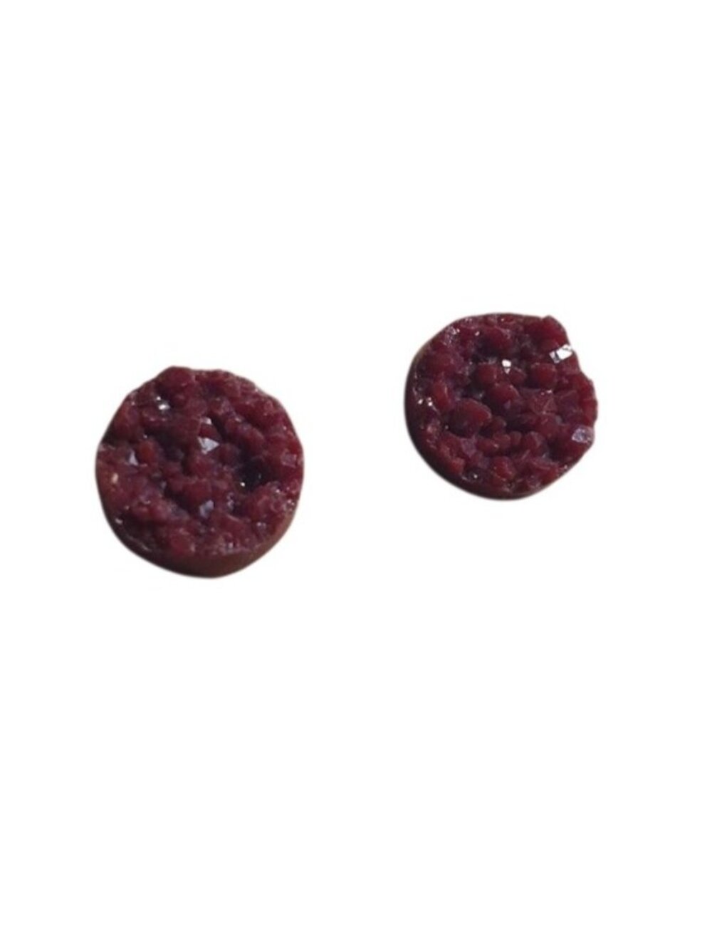 Burgundy Drusy Stud Earrings Lightweight Round Post Sparkle Casual Jewelry Women